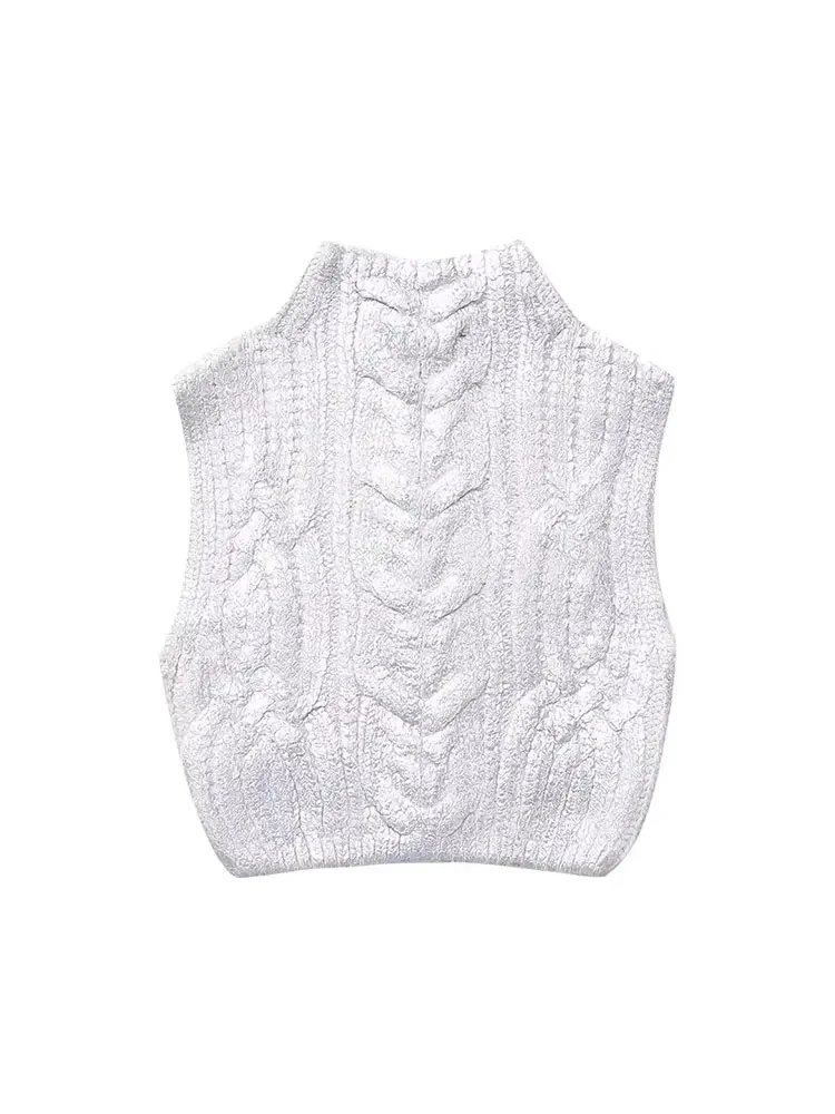 Nlzgmsj TRAF укороченный вязаный свитер жилеты для женщин жилет женский осенне-зимний