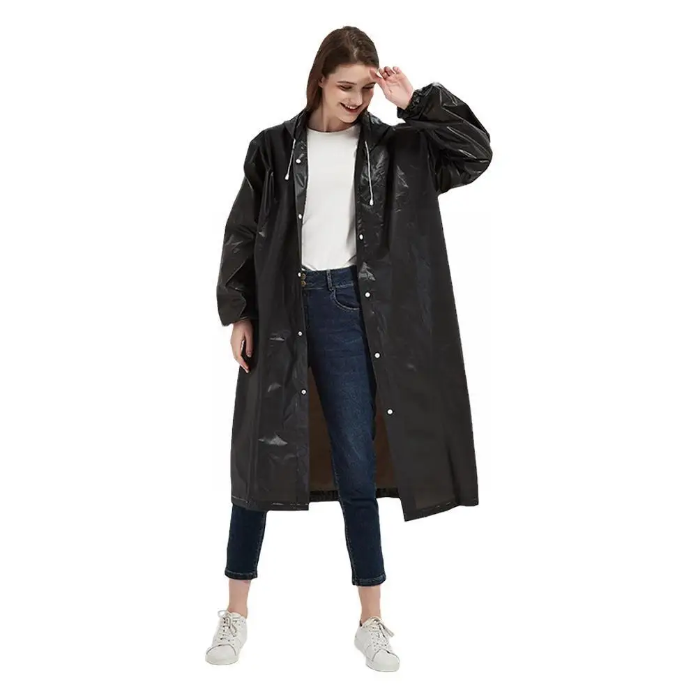 1PCS High Quality EVA Unisex Raincoat Thickened Waterproof Women Rain Camping Rainwear Black Waterproof Coat Men Suit A3N2