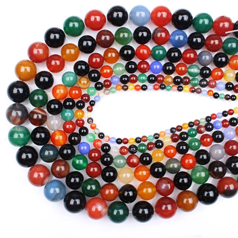 

Natural Stone Colorful Carnelian Smooth Round Beads for Jewelry Making DIY Bracelet 4/6/8/10mm