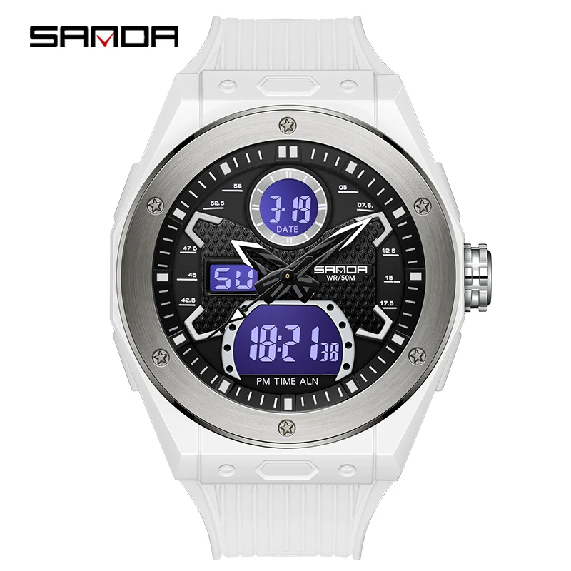 

SANDA Top Brand Men's Watches Sports Quartz Watch 5ATM Waterproof Military LED Digital Watches Dual Display Male Clock relogios
