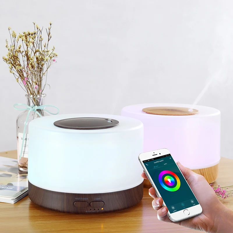 

Smart WiFi 500ml Aromatherapy Essential Oil Diffuser Air Humidifier, Connect with Tuya, Alexa and Google Home with 7 LED Colors