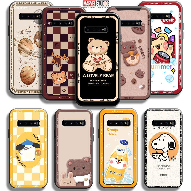 

Cute Cartoon Bear Phone Case For Samsung Galaxy S10 5G S10E S10 Lite S10 S9 S8 Plus Black Back Carcasa Coque Soft
