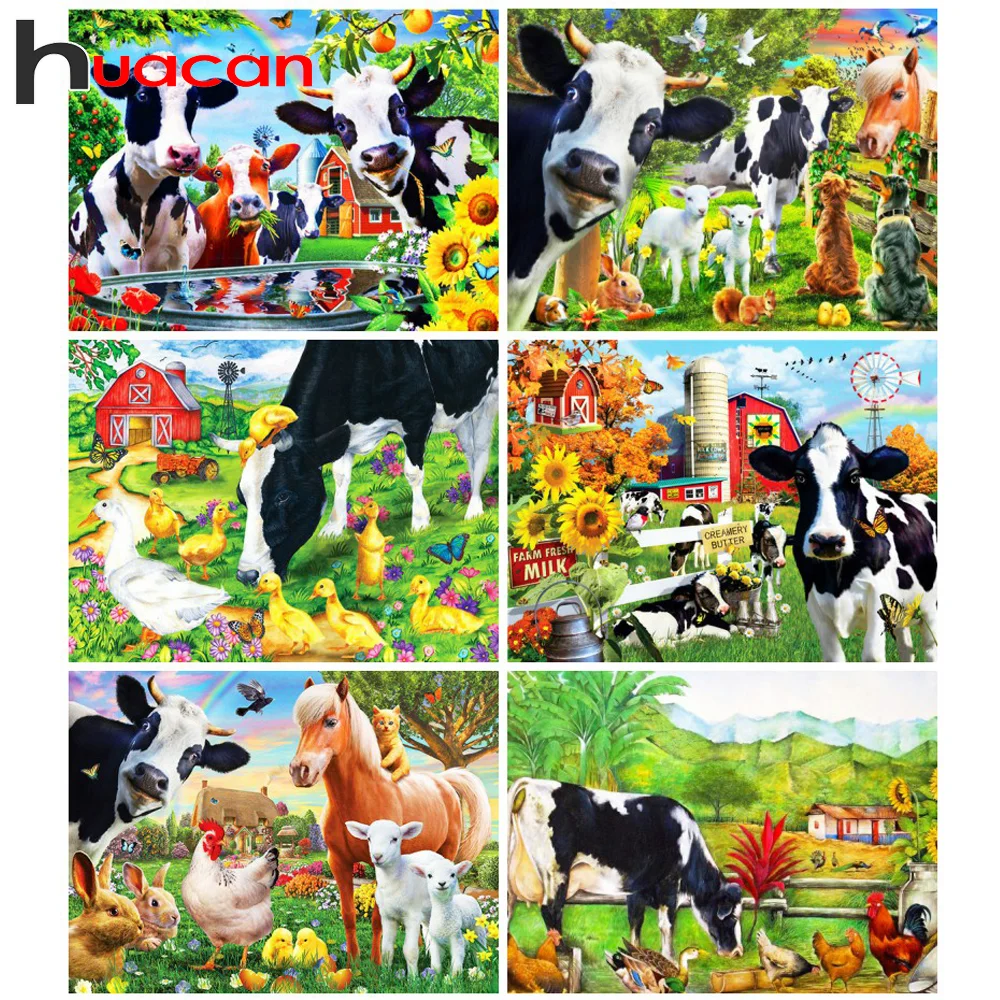 

Алмазная живопись 5d Huacan, животное крупного рогатого скота, искусственная вышивка, Наборы для творчества, хобби