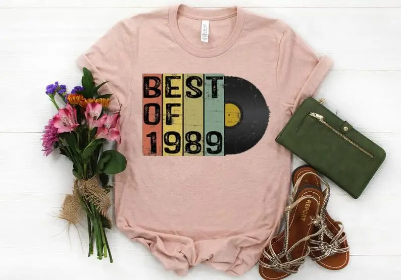 

35nd Birthday Gift For Him Her, For Men Women Party Shirts Best Of 1989 TShirt Short Sleeve 100%Cotton Top Tee Funny Letter y2k