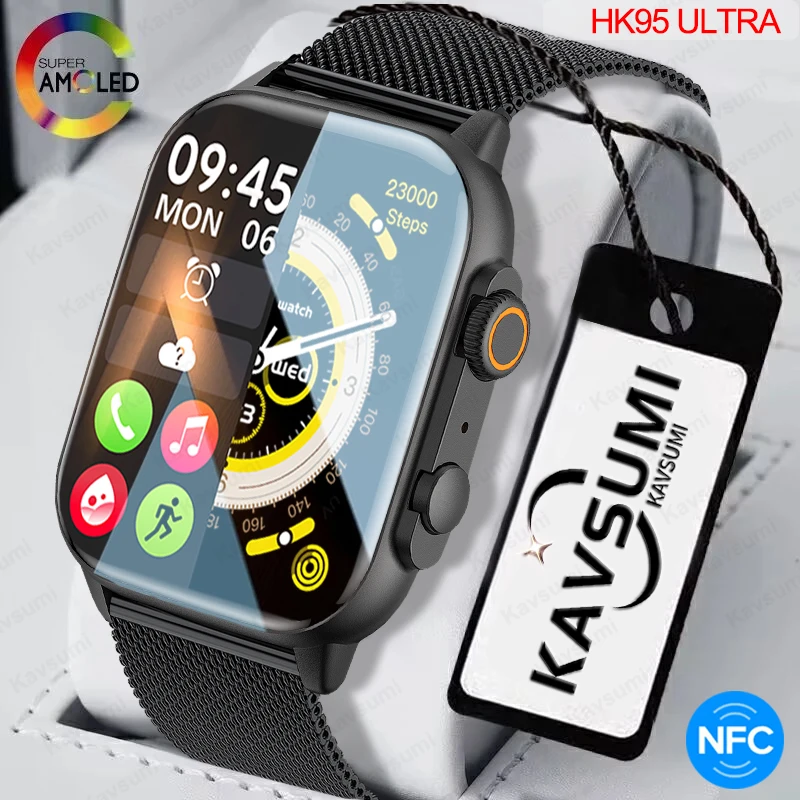 

PK Ultra Series 8 New HK95 2.0'' AMOLED Smartwatch Support AOD 100 Sports Modes IP68 Waterproof Smart Watch Men Women For Apple