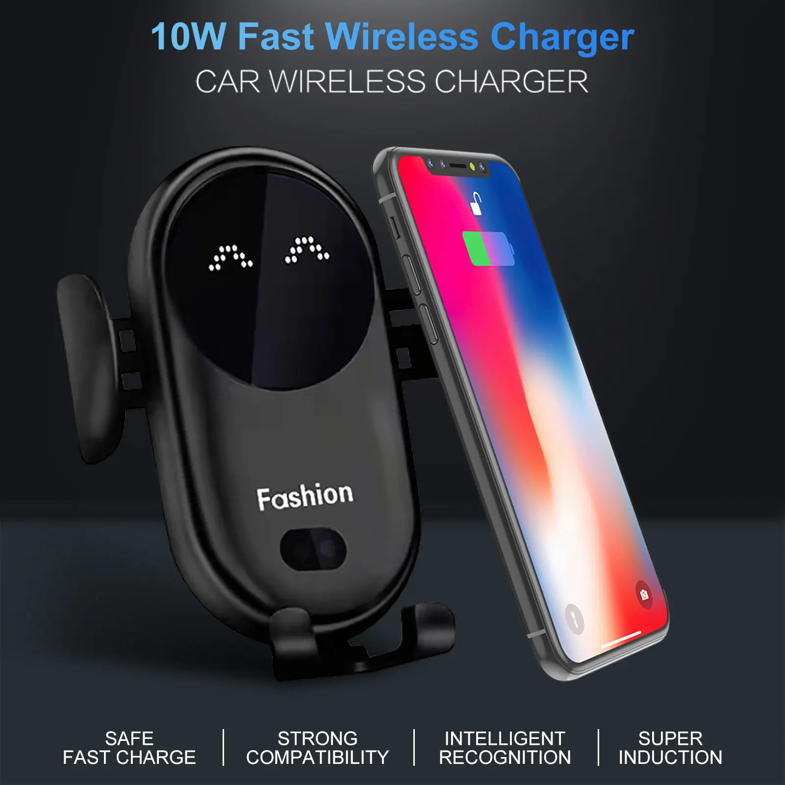 

Wireless Car Charger Air Vent Car Phone Mount 10W Qi Fast Charge Auto Clamping Charger Phone Holder Compatible For All