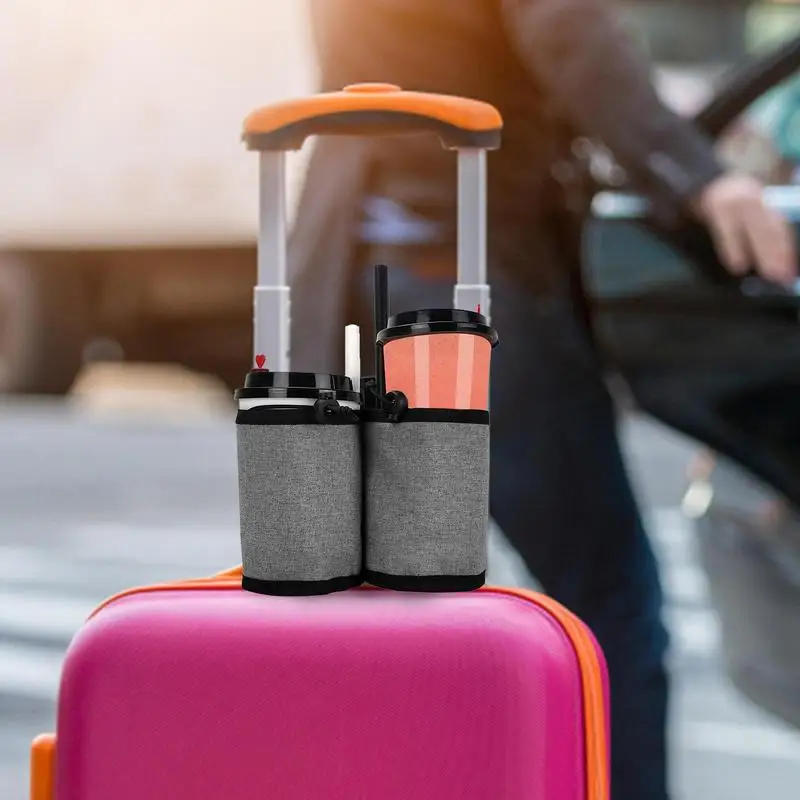 

Luggage Armrest Organizer Water Cup Beverage Storage Bag Hanging Holder Storage Bag Travel Cup Fits All Suitcase Handle Bag