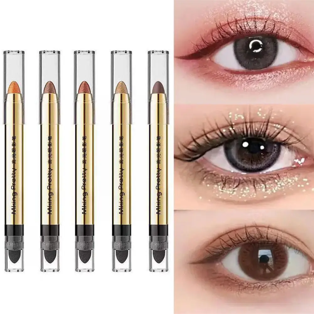 

New Double-head Eyeshadow Pen Pearlescent Shimmer Long Eye Shadow Highlight Brighten Pencil Contour Beauty Lasting Tools Ma I0R5