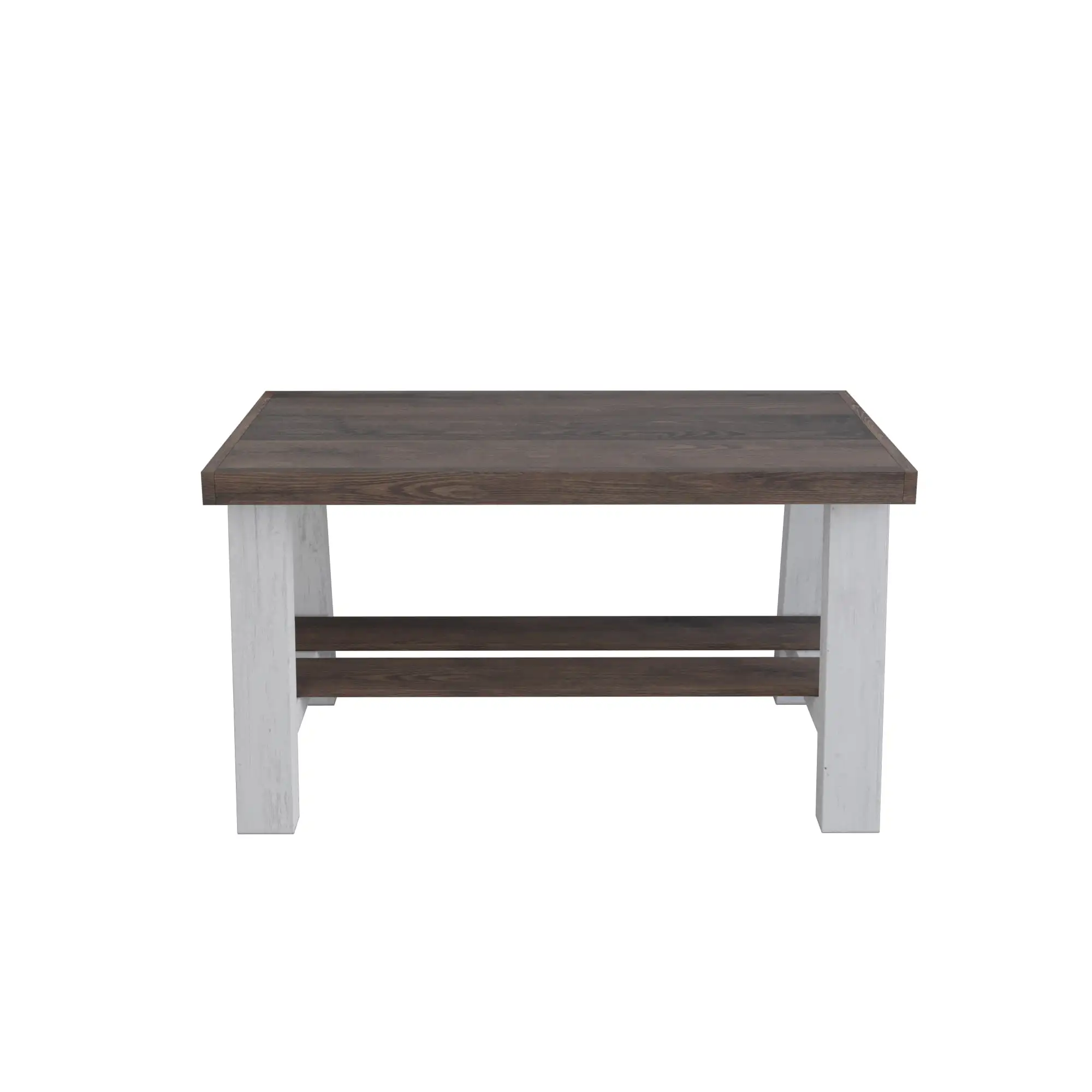 

Woven Paths Pine Wood Entryway Bench with Shelf, Dark Brown and White
