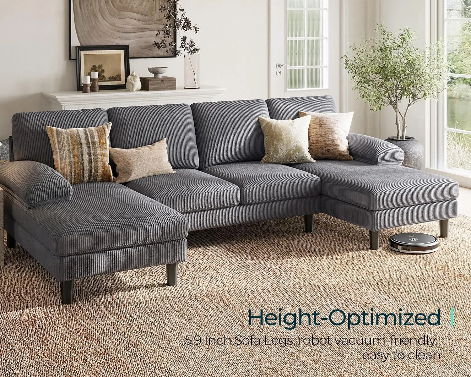 Диван секционный Linsy для дома вельветовый U-образный диван с двумя подлокотниками