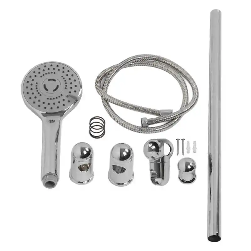 

Shower Slide Rail Set 360° Rotation Adjustable Height with 1.5m Hose G1/2 304 Stainless Steel for Home Bathroom