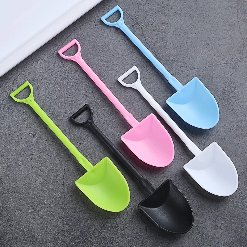 

100Pcs Disposable Spoon Creative Shovel Shape Mini Ice Cream Spoon Food Grade Plastic Dessert Spoons Cake Shop Party Tableware