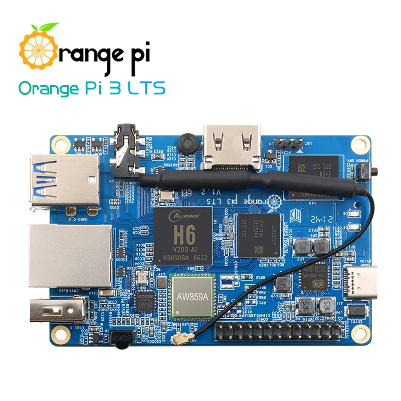Оригинальный мини-компьютер Orange Pi 3 LTS 2 Гб ОЗУ 8 ГБ EMMC WIFI BT5.0 гигабитный 1 ГГц AllWinner H6