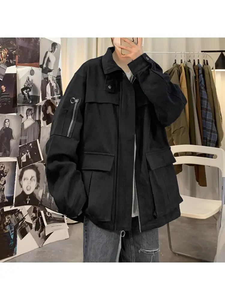 

Fall and Winter Workwear Jacket Men's Loose Casual Functional Handsome Retro Thickened Coat