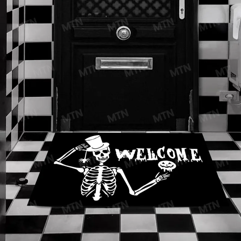 

Black White Carpet Art Creative Door Mat Refreshing Easy Care Carpets Skeleton Gentleman Rug Comfortable Bedroom Rugs Alfombra