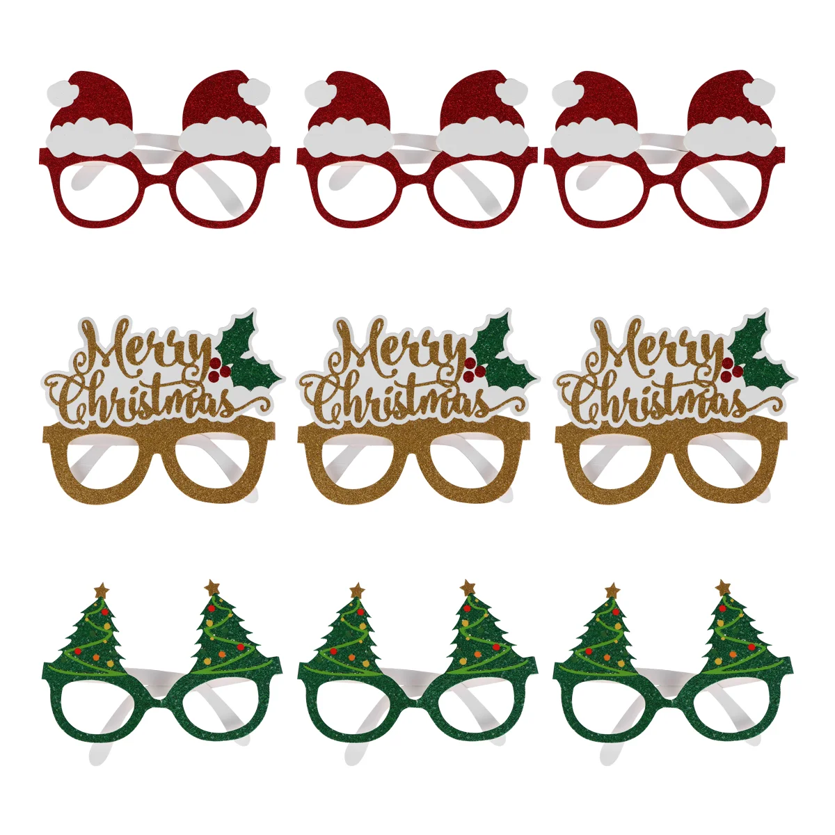 

9Pcs Christmas Party Eyeglasses Xmas Eyeglasses Frames Christmas Paper Glasses Christmas Party Costume