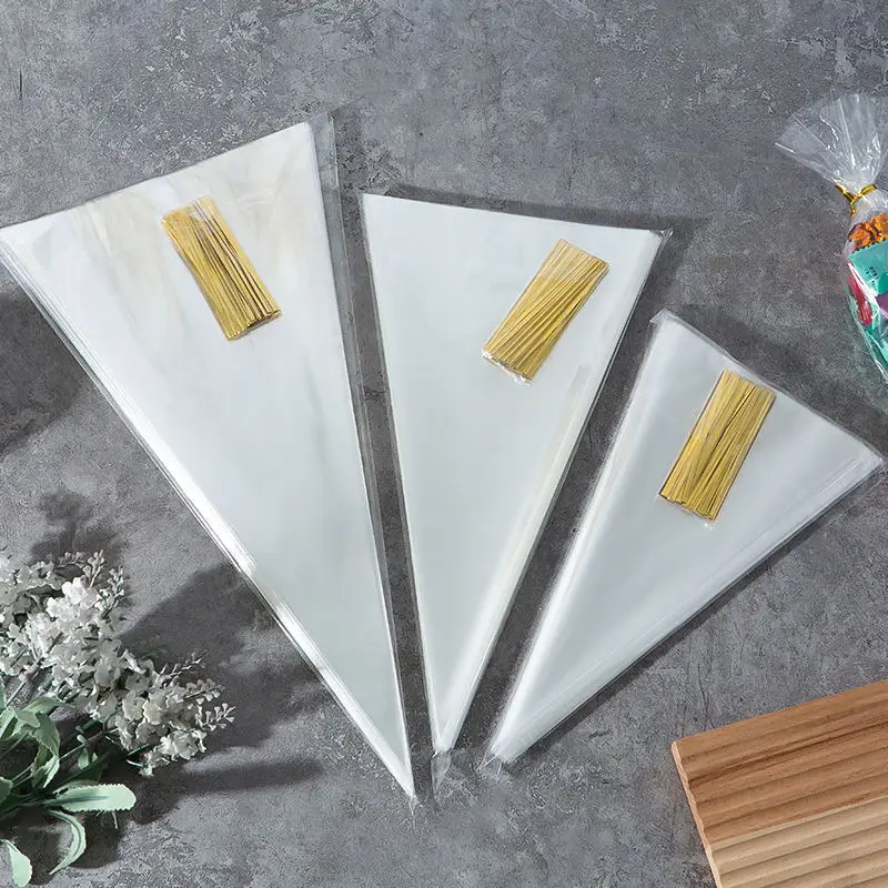 50 шт. пластиковые прозрачные пакеты для конфет целлофановые треугольные закусок