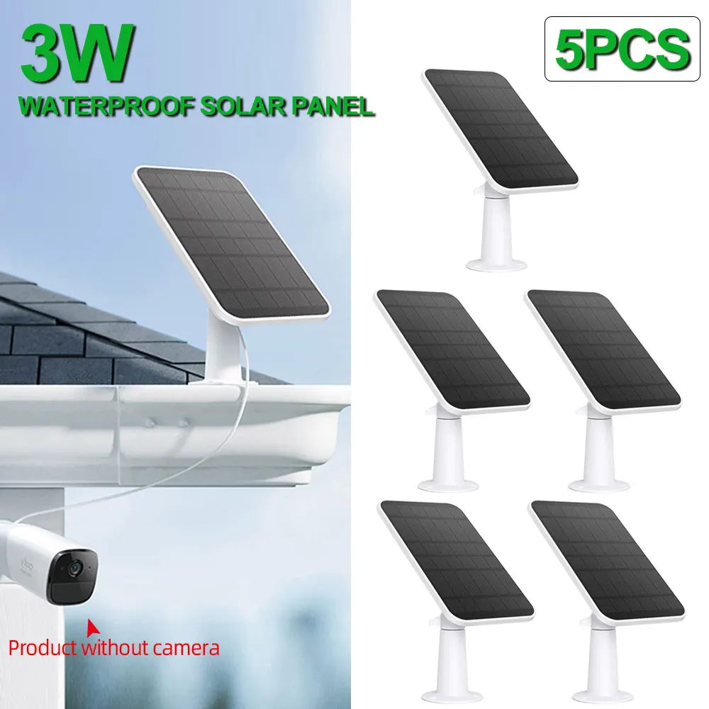 

1/2/3/4/5PCS Solar Panels For Security Home Camera CCTV Monitor Outdoor Waterproof Solar Powered Charger with 3m Charging Cable
