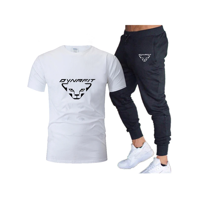 Summer Casual Men's T-shirt + Pants Suit Brand Short Sleeve Set Luxury Printed Cotton Shirts Jogging Sweatpants Male Sportswear