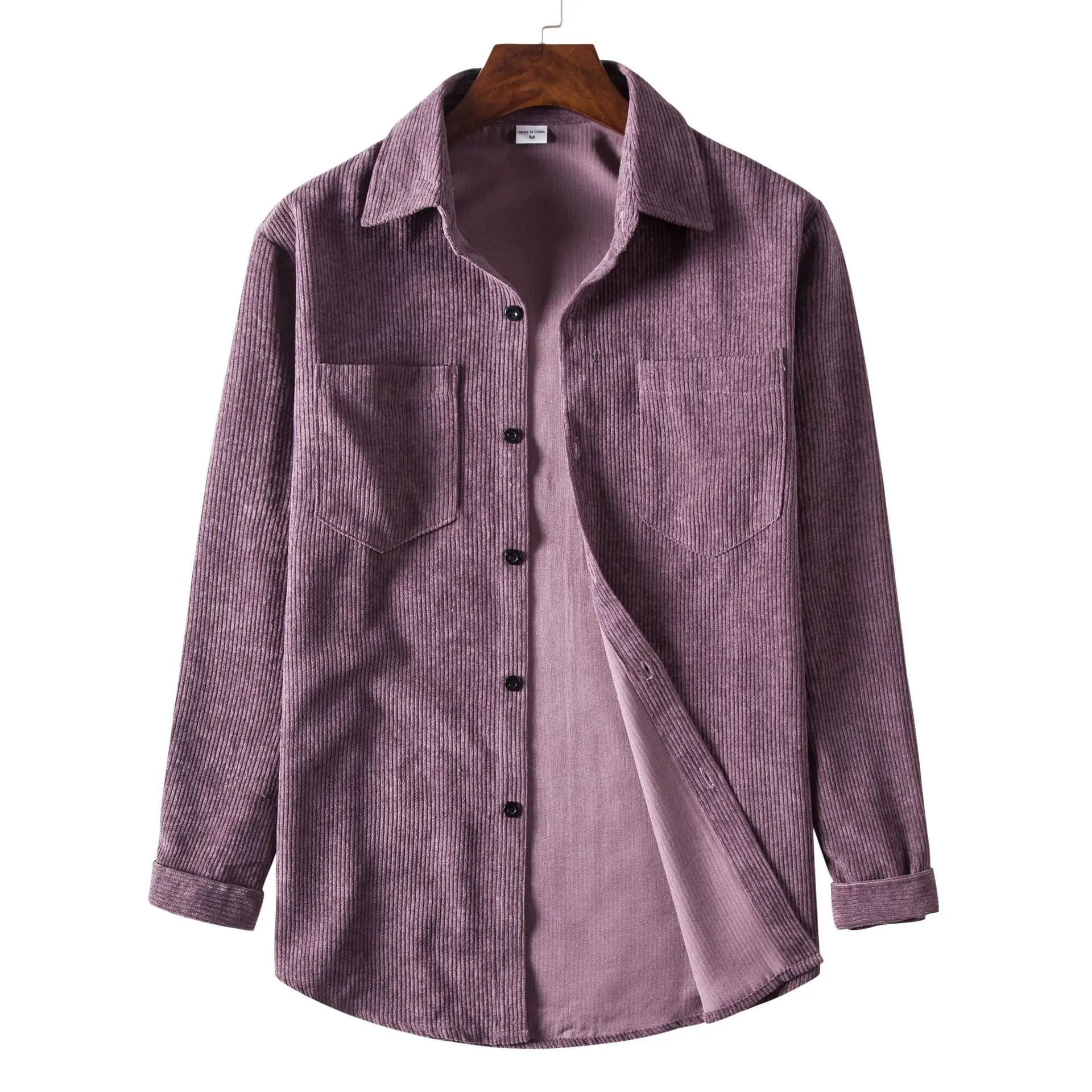 PARKLEES Vintage Warm Corduroy Mens Shirt Casual Long Sleeve Turn-down Collar Button Up Warm Jackets Shirts Chemise Homme Spring