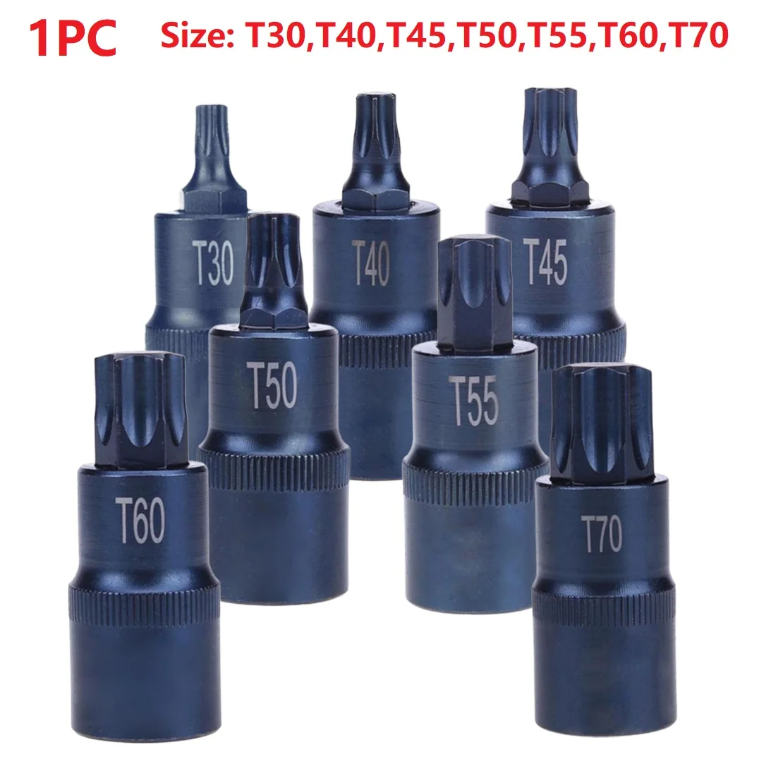 

1 Pc 1/2inch Socket Bits Adapter Multifunction Torx Screwdriver Bit Tool T30 T40 T45 T50 T55 T60 T70 Adapter Tools Accessories