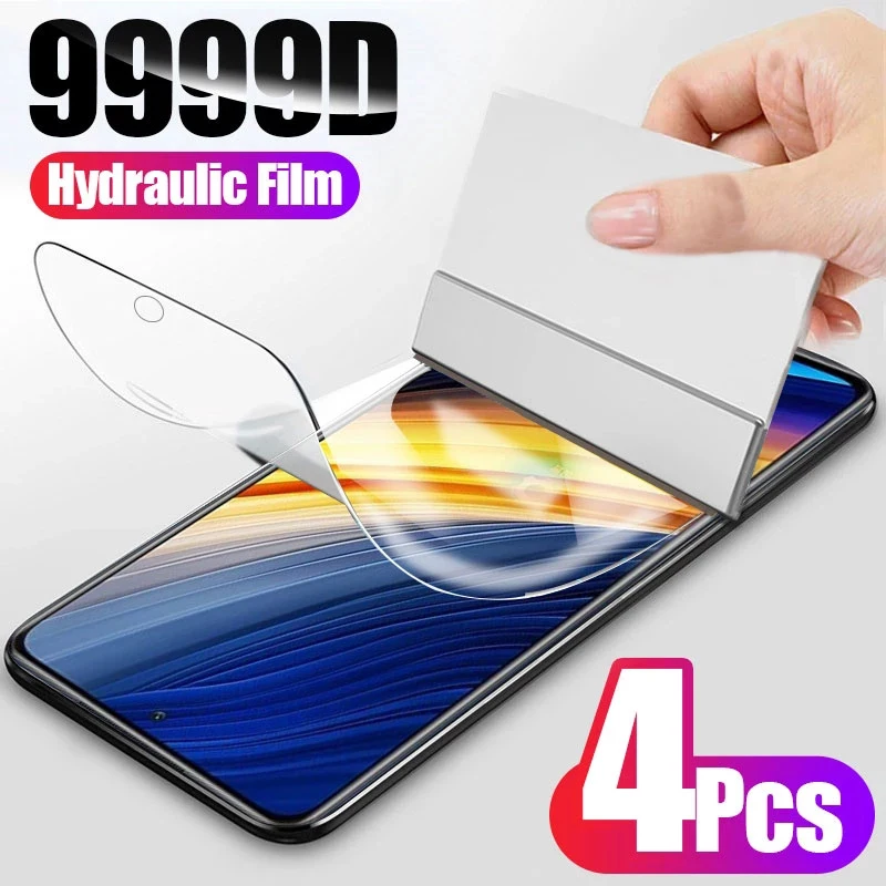 4pcs full cover hydrogel film for xiaomi poco f3 x3 nfc x3 x4 m4 pro screen protector for poco x3 x4 f3 f4 gt 5g x3 pro nfc film free global shipping