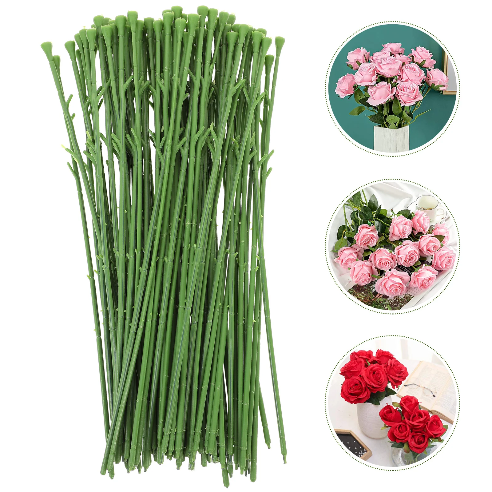 

Floral Wire Stem 100Pcs Green Plants Artificial Green Flower Stem Wire DIY Bouquet Making Floral Arrangement Tools