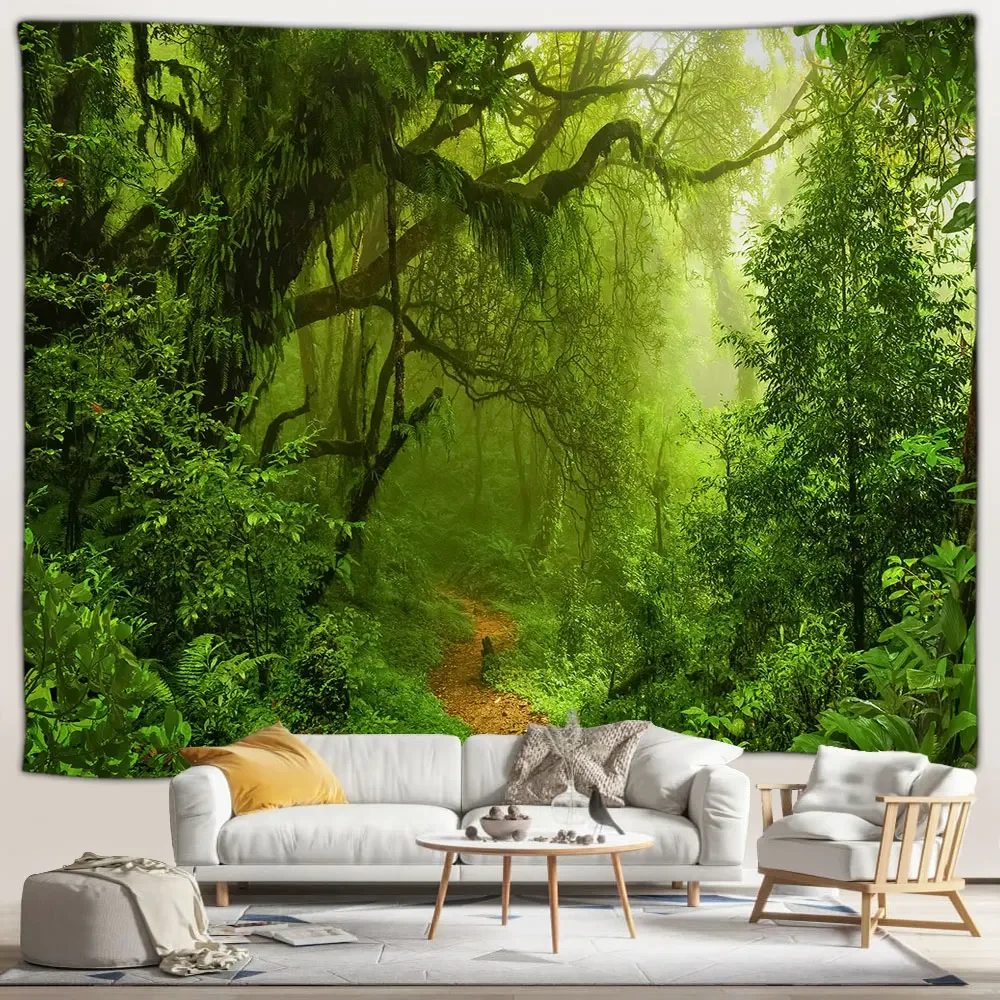 Лесной водопад фотообои тропические растения пейзаж домашний сад настенное