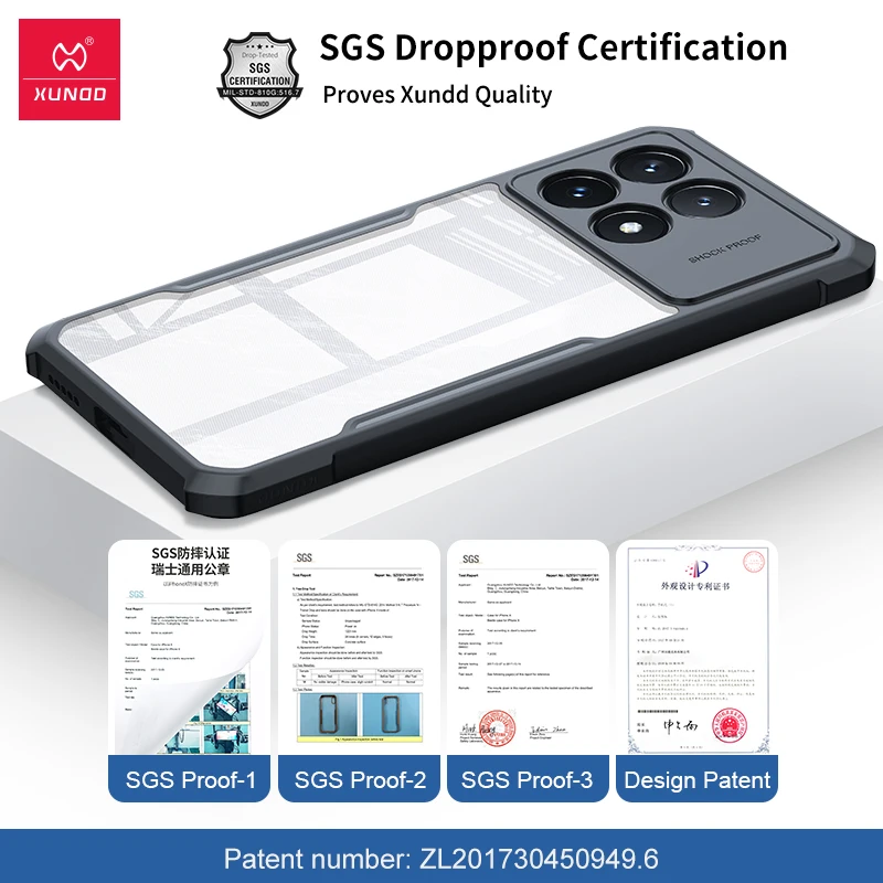 Xundd для POCO X6 Pro 5G Противоударная подушка безопасности Защита камеры из акрила и