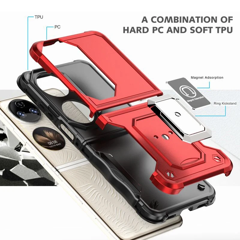 Чехол с металлическим кольцом для Huawei P50 Карманный чехол из поликарбоната