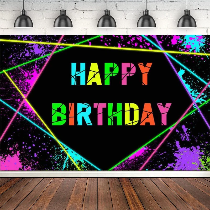 

Неоновый фон для фотосъемки лазерная фотография украшения для дня рождения фото плакат Let's Glow Bday торт фон для стола