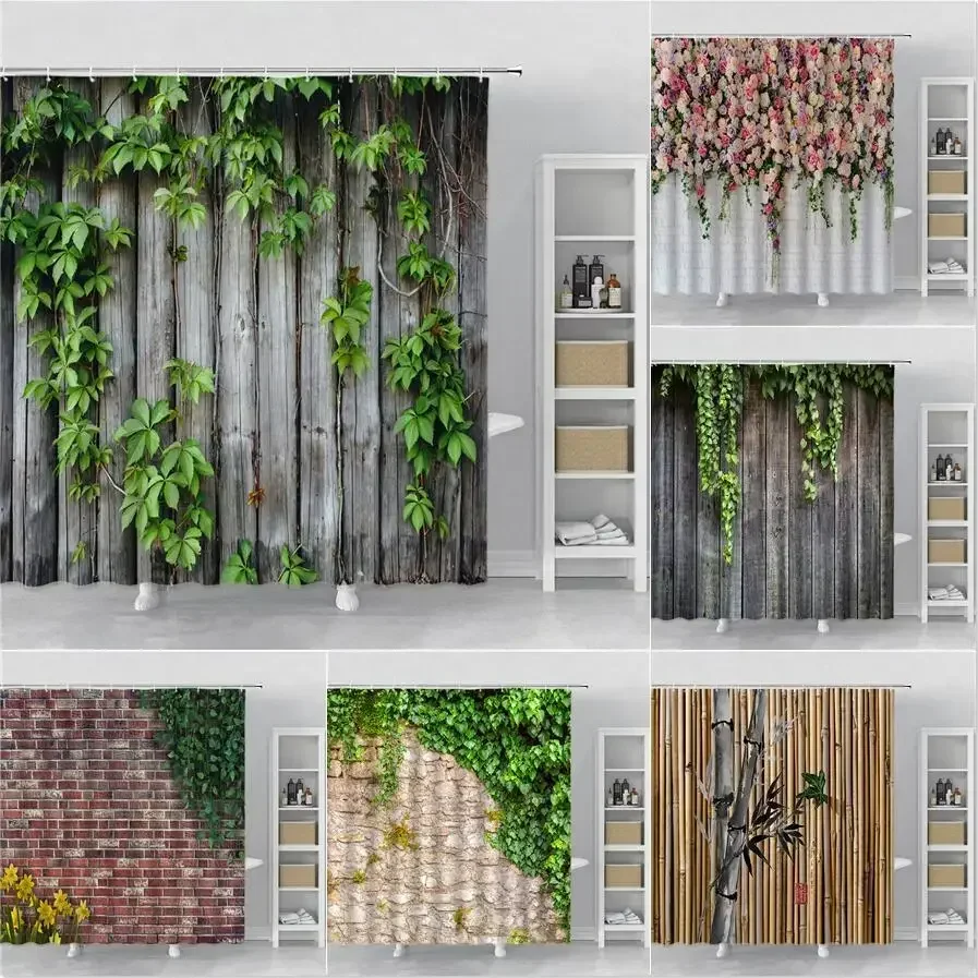 Настенные занавески для душа с цветами ванной комнаты изображением природного