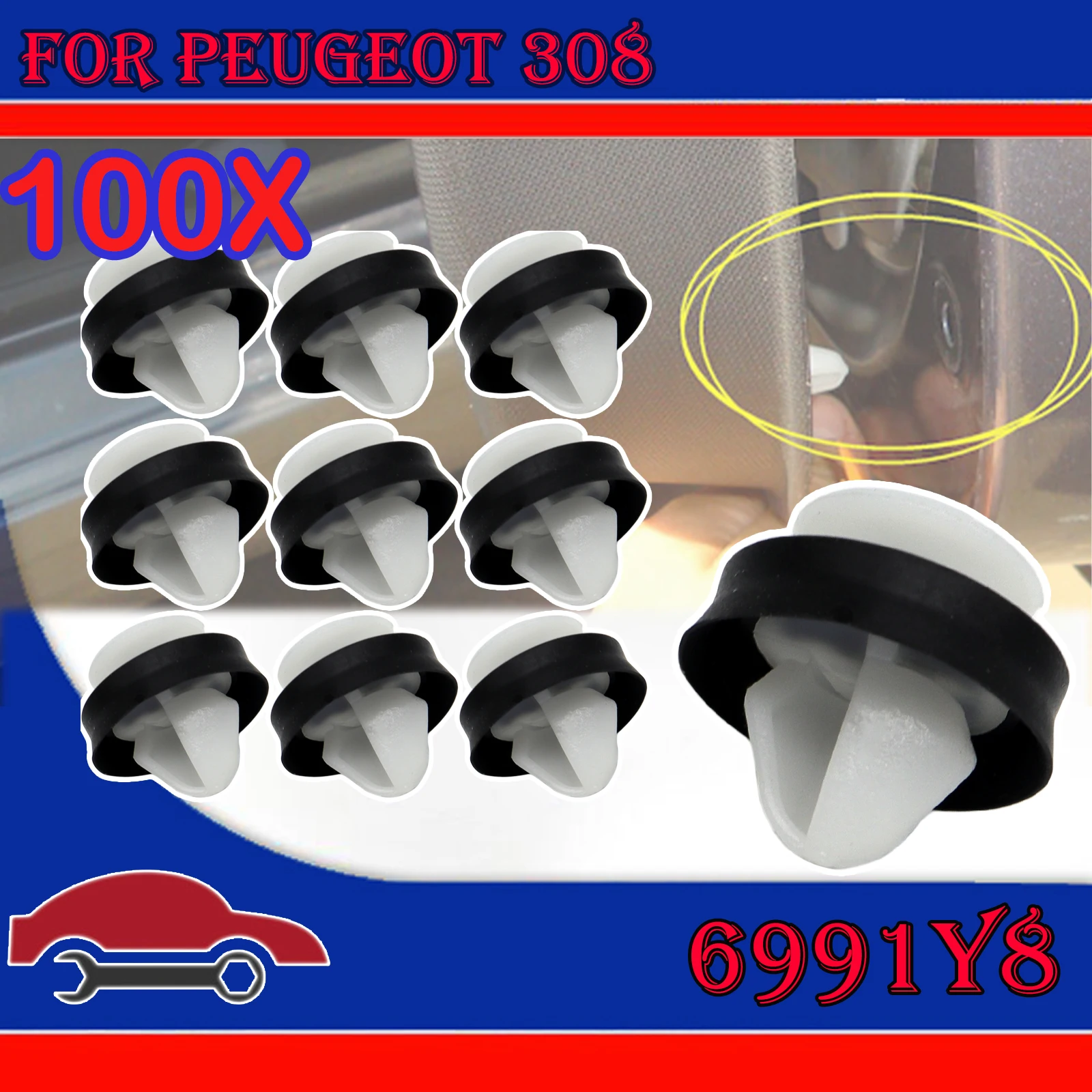 

100 шт., зажимы для отделки дверной панели Peugeot 406 407 SW