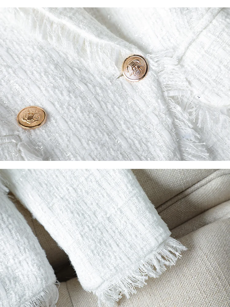 Chic Women Blazer 2023 New in Black White Plaid Female Casual Long Sleeve Double Breasted Coat Office Ladies Work Formal Jacket