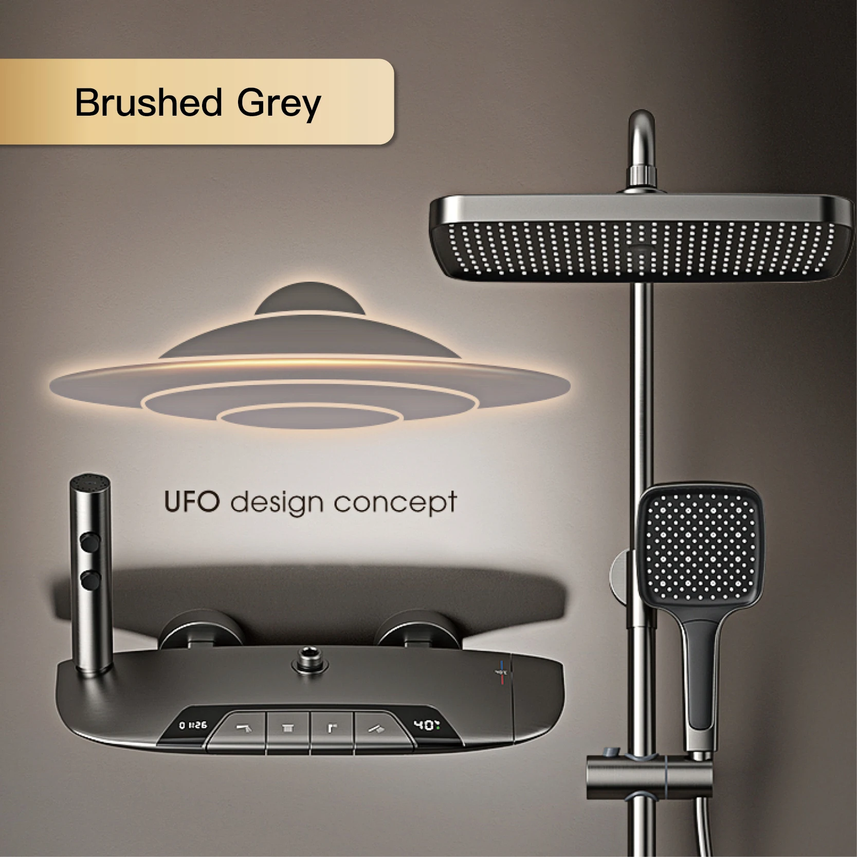 

Душевая система Aitana серого цвета из латуни