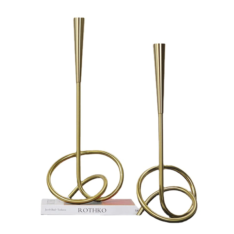 

Luxury Gold Metal Candle Holders Creative Large Candlestick Nordic Home Decor Table Centerpiece Living Room Decoration Ornaments