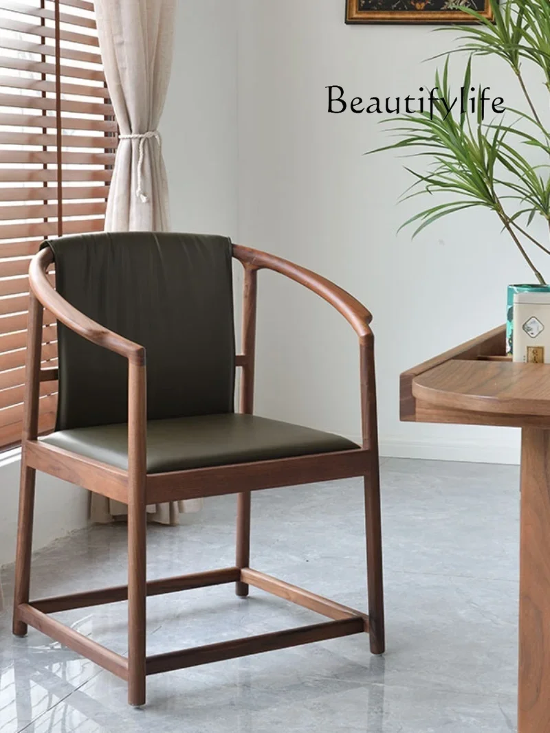Новое китайское ретро-кресло из черного ореха цельного дерева простой