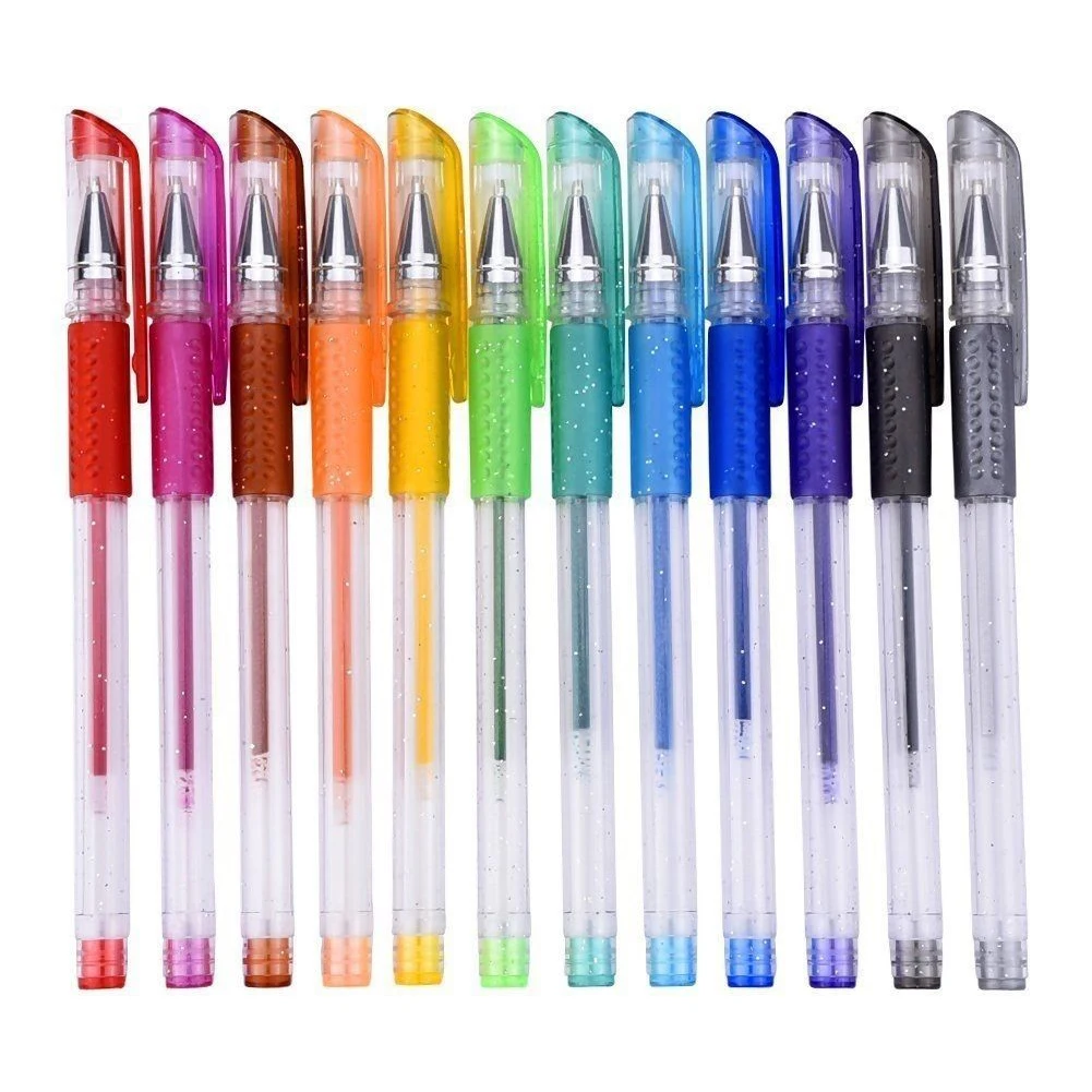 

12pcs/set Home Multifunction Non Toxic Art Supplies 0.8mm Write Durable Coloring 15cm Sketch Glitter Gel Pens