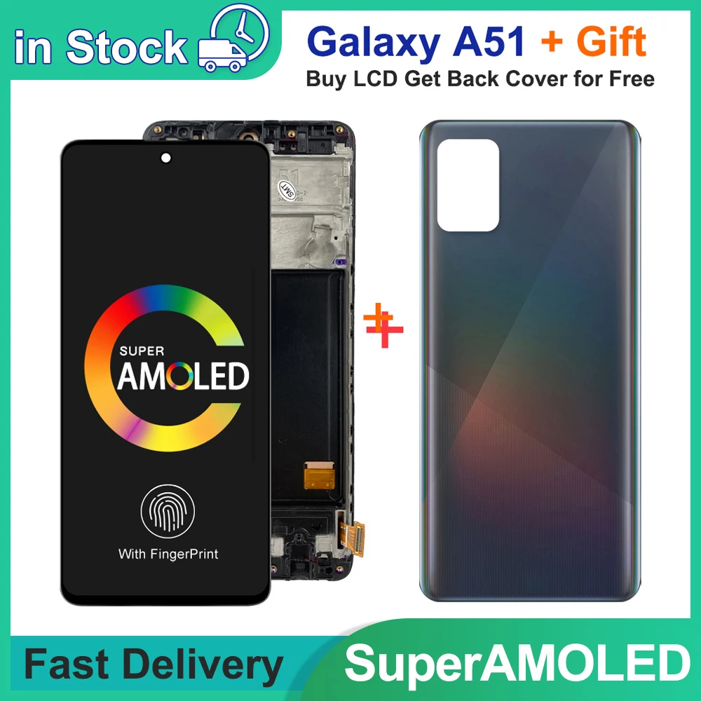 6,5 'Super AMOLED для Samsung Galaxy A51 SM-A515FN/DS A515, ЖК-дисплей, сенсорный экран, дигитайзер с рамкой для Samsung A51 LCD