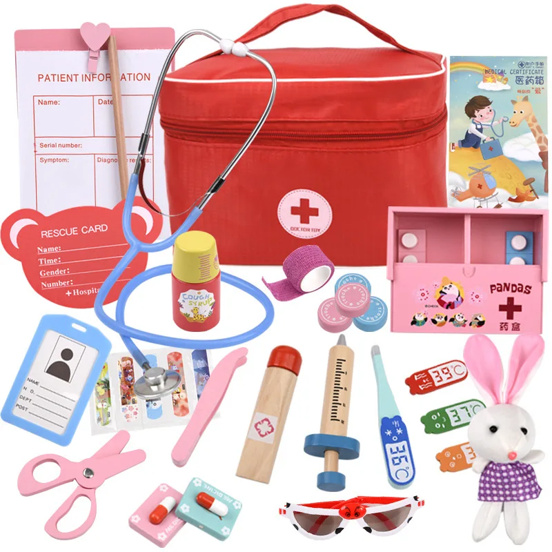 

Wooden Pretend Play Doctor Educational Toys Children's Medical Simulation Medical Kit Stethoscope Set Kids Role-playing Toys