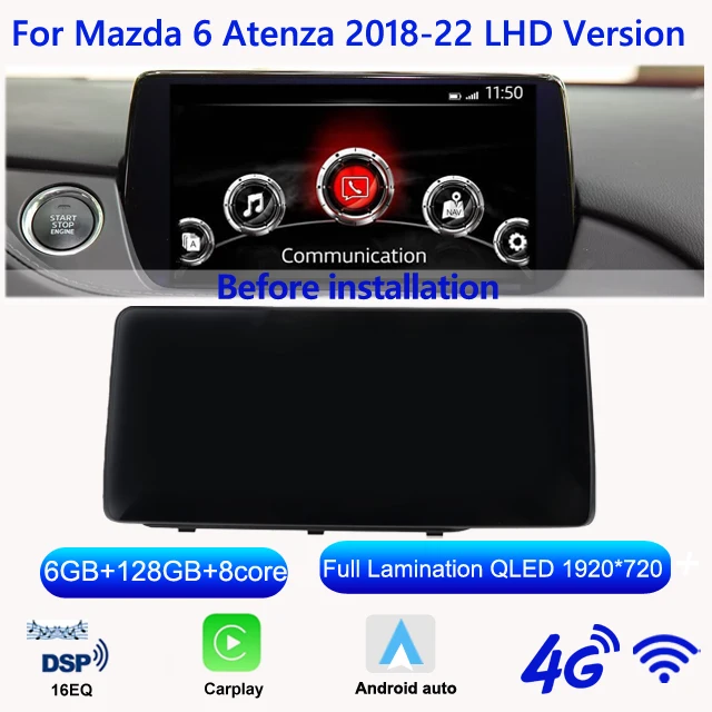 

10.25” Android Dual System экран SINOSMART для Mazda 6 Mazda6 Atenza GL 2017–2022 High Version LHD RHD CarPlay Сохраняет OEM CD-систему