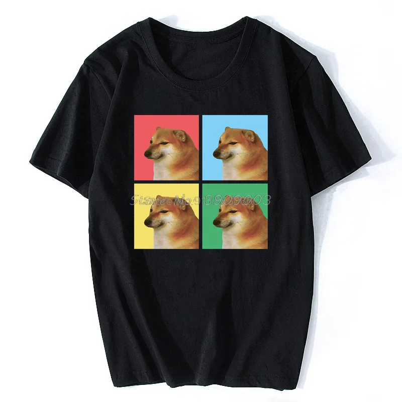 

Cheems Doge Cover Printed Cotton T Shirt Vaporwave Aesthetic Visual Art Style Internet Meme Retro Graphic Men Summer Tops