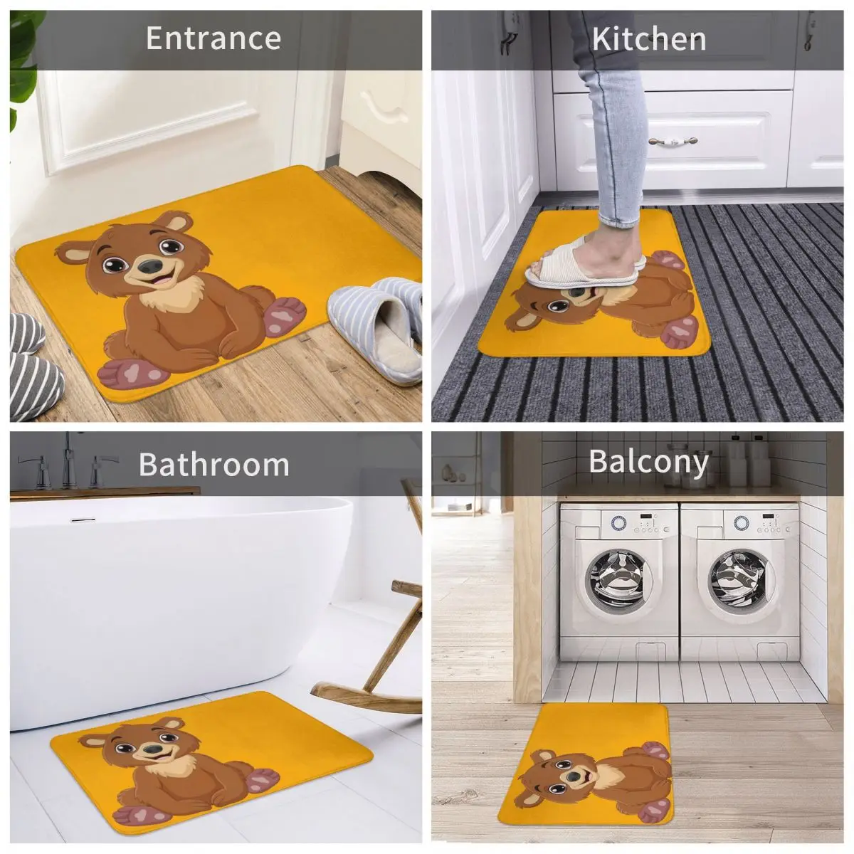 

Коврик для ванной, милый мультяшный медвежонок, Декор, 3D ковер, коврик, Придверный коврик, нескользящий, для входа в гостиную, дома, кухни, сня...