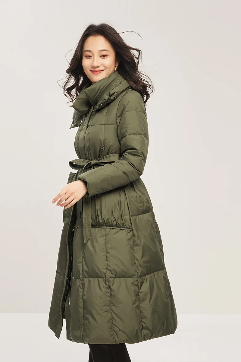 New 90%  White Duck Down  Long  Down Jacket Women  Casacos De Inverno Feminino 2022  Winter  Wide-waisted  Adjustable Waist
