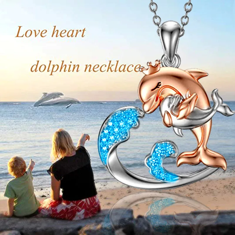 Necklace Jewelry Fashion Heart-Shaped Happy Play Dolphin Necklaces Pendant For Women Girls Friends Grandmother Mom Wife - купить по