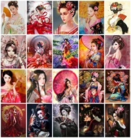 azqsd picture by numbers woman japanese girl on canvas frameless acrylic painting by numbers portrait handpainted wall decor