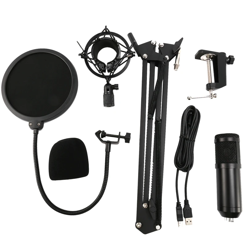 

RISE-USB Condenser Microphone, 192KHZ/24Bit Professional PC Streaming Podcast Cardioid Microphone Kit For Recording