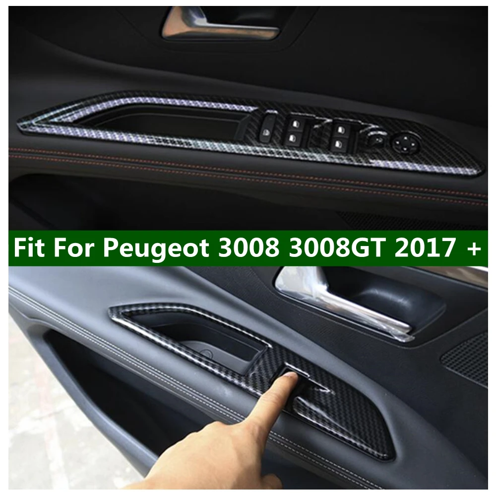 

Carbon Fiber Door Handle Holder Window Lift Button Switch Cover Trim 4PCS For Peugeot 3008 3008GT 2017 - 2022 Matte Accessories