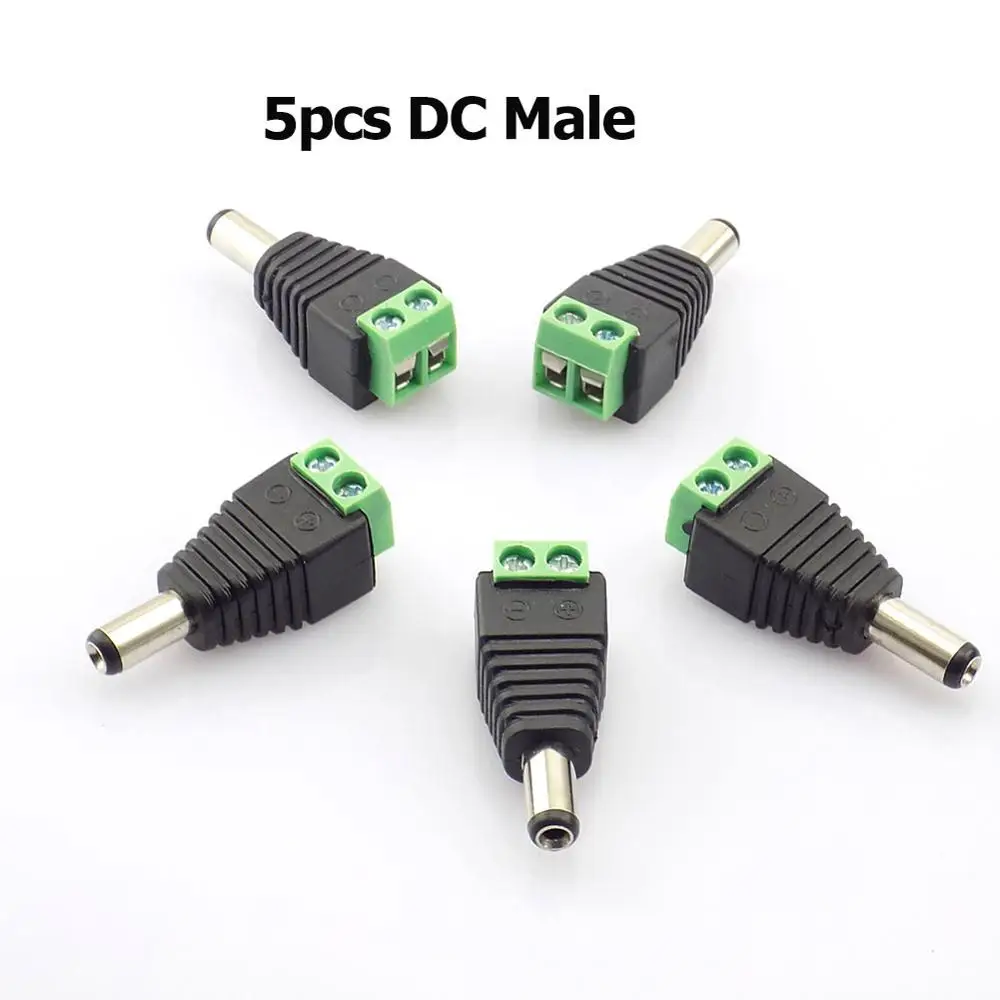 

5 шт., разъём BNC для светодиодных лент и камер видеонаблюдения, 5,5 мм x 2,1 мм