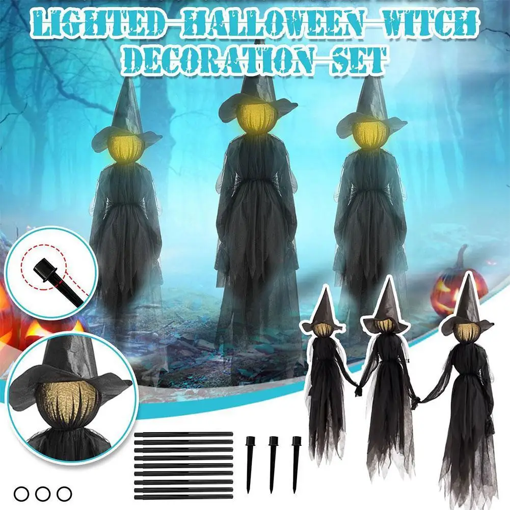 

57.09 Inch Halloween Witch Ghost Voice Control Outdoor Garden Decoration Light Up Witch Party Horror Ghost Creepy Skeleton Props